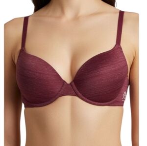"PINK" Like New!  (32C) Maroon Pattern Push-up Slightly Padded Bra